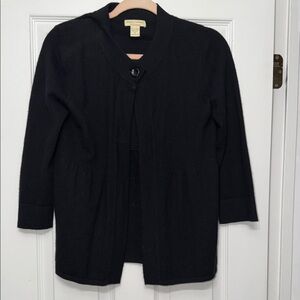 Simply Cashmere Black Quarter Sleeve Cashmere Cardigan